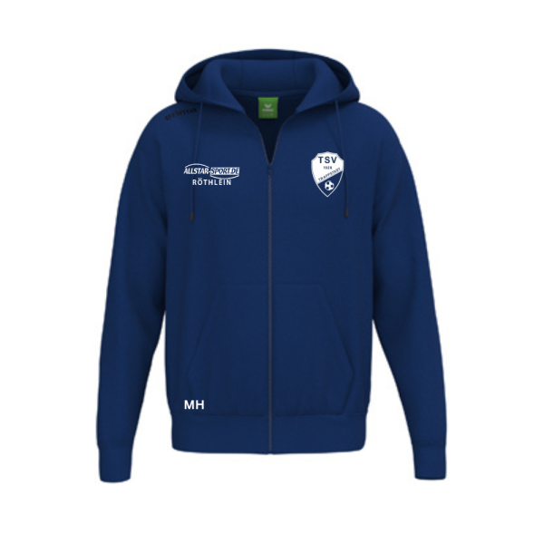 Basic Hoodie Jacke blau mit Logos und Initialen