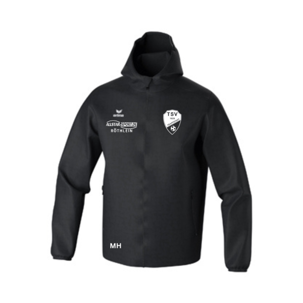 Allwetterjacke schwarz mit Logos und Initialen