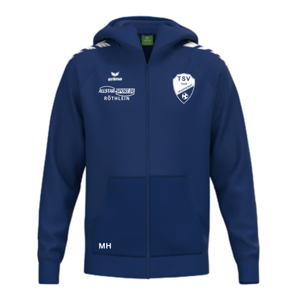 Kapuzenjacke Hoodie blau mit Logos und Initialen